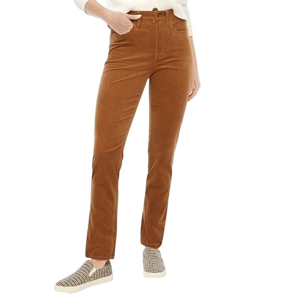J. Crew Denim - J Crew High Rise Straight Corduroy Pants Women's Size 24 26 Mustard Brown
